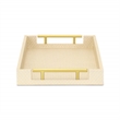 Pemberly Row Fish Scale Pattern Tray with Gold Handles in Gold
