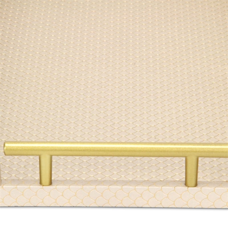 Pemberly Row Fish Scale Pattern Tray with Gold Handles in Gold