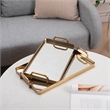 Pemberly Row Set of 2 Gold Metal Mirrored Trays with Side Handles