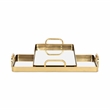 Pemberly Row Set of 2 Gold Metal Mirrored Trays with Side Handles
