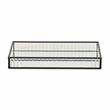 Pemberly Row Black Rectangular Fluted Glass Tray with Metal Base