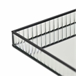 Pemberly Row Black Rectangular Fluted Glass Tray with Metal Base