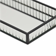 Pemberly Row Black Rectangular Fluted Glass Tray with Metal Base