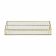 Pemberly Row Gold Rectangular Fluted Glass Tray with Metal Base