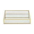 Pemberly Row Gold Rectangular Fluted Glass Tray with Metal Base
