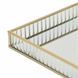 Pemberly Row Gold Rectangular Fluted Glass Tray with Metal Base