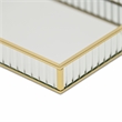 Pemberly Row Gold Rectangular Fluted Glass Tray with Metal Base