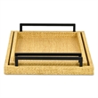 Pemberly Row Nesting Wicker Weave Style Tray Set of 2 in Light Brown