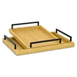 Pemberly Row Nesting Wicker Weave Style Tray Set of 2 in Light Brown