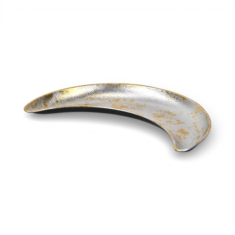 Pemberly Row Gold Accented Silver Metal Catch Dish 8