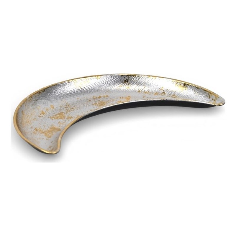 Pemberly Row Gold Accented Silver Metal Catch Dish 8