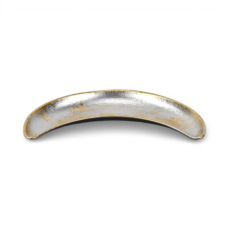 Pemberly Row Gold Accented Silver Metal Catch Dish Compact 8