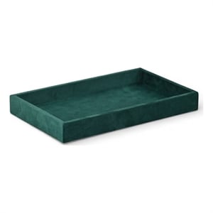 Pemberly Row Velvet Overlay Chipboard Rectangular Tray in Green