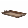 Pemberly Row Tapered Wood Tray in Dark Brown with Metal Handles