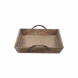 Pemberly Row Tapered Wood Tray in Dark Brown with Metal Handles