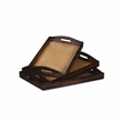 Pemberly Row Nesting Wood Tray Set of 3 with Woven Pattern Center