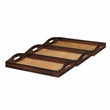 Pemberly Row Nesting Wood Tray Set of 3 with Marble Veneer Sides