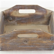 Pemberly Row Deep Tapered Rectangular Wood Tray with Cut-Out Handles