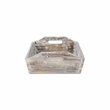 Pemberly Row Deep Tapered Rectangular Wood Tray in White with Cut-Out Handles