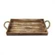 Pemberly Row Rectangular Wood Tray in Brown with Rope Handles