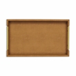 Pemberly Row Faux Shagreen Vinyl Tray in Brown with Metal Handles