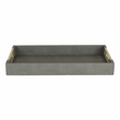 Pemberly Row Faux Shagreen Vinyl Tray in Gray with Metal Handles