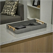Pemberly Row Faux Shagreen Vinyl Tray in Gray with Metal Handles