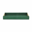 Pemberly Row Faux Shagreen Vinyl Tray in Green with Metal Handles