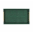 Pemberly Row Faux Shagreen Vinyl Tray in Green with Metal Handles