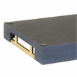 Pemberly Row Faux Shagreen Vinyl Tray in Navy Blue with Metal Handles