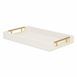 Pemberly Row Faux Snakeskin Vinyl Tray in White with Metal Handles