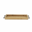 Pemberly Row Slim Rectangular Wood Tray with Steel Bar Handles