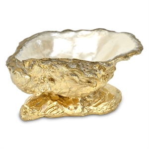 Pemberly Row 5.25&quot Resin Oyster Shell Catch Trinket Dish in Gold