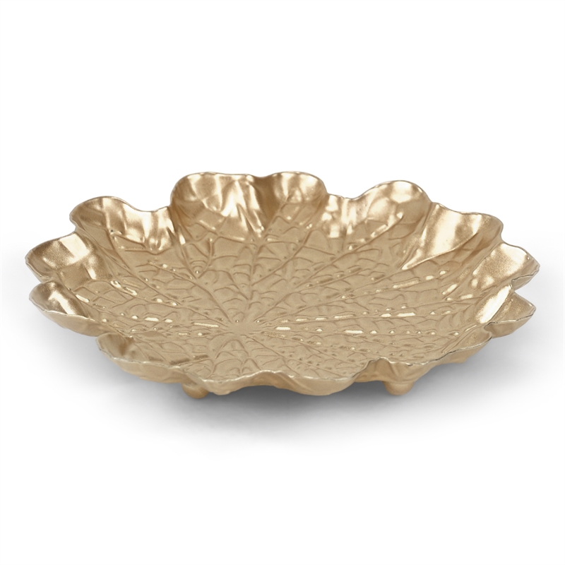 Pemberly Row Contemporary Golden Metal Lilypad Catch Tray Small Size
