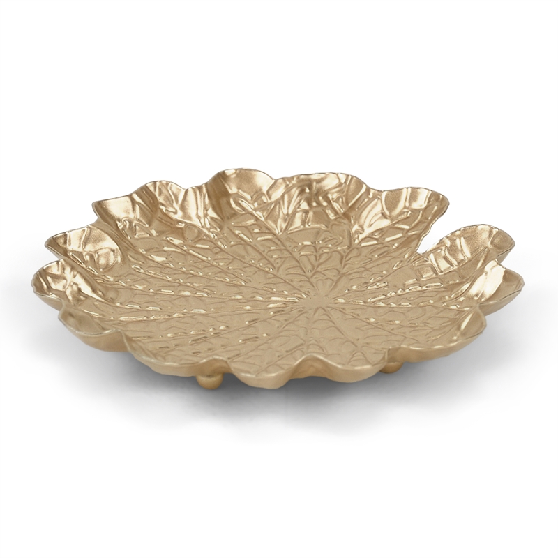 Pemberly Row Contemporary Golden Metal Lilypad Catch Tray Small Size