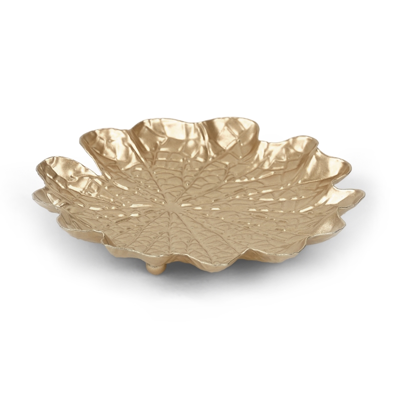 Pemberly Row Contemporary Golden Metal Lilypad Catch Tray Small Size