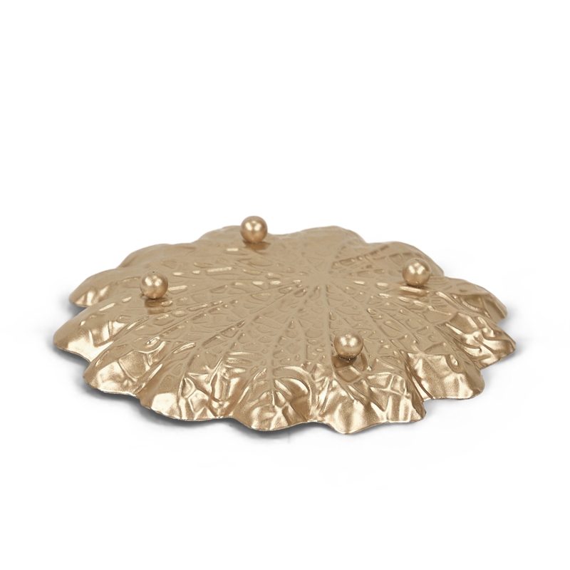 Pemberly Row Contemporary Golden Metal Lilypad Catch Tray Small Size