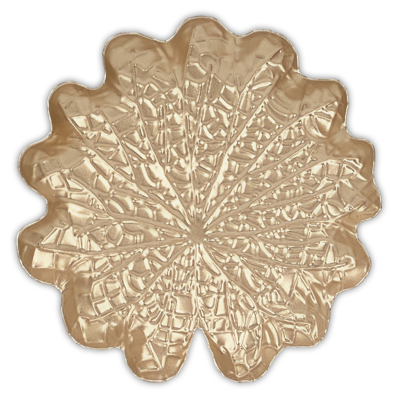 Pemberly Row Contemporary Golden Metal Lilypad Catch Tray Small Size