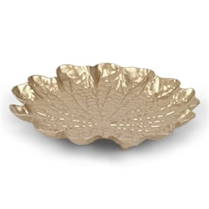 Pemberly Row Contemporary Golden Metal Lilypad Catch Tray Small Size