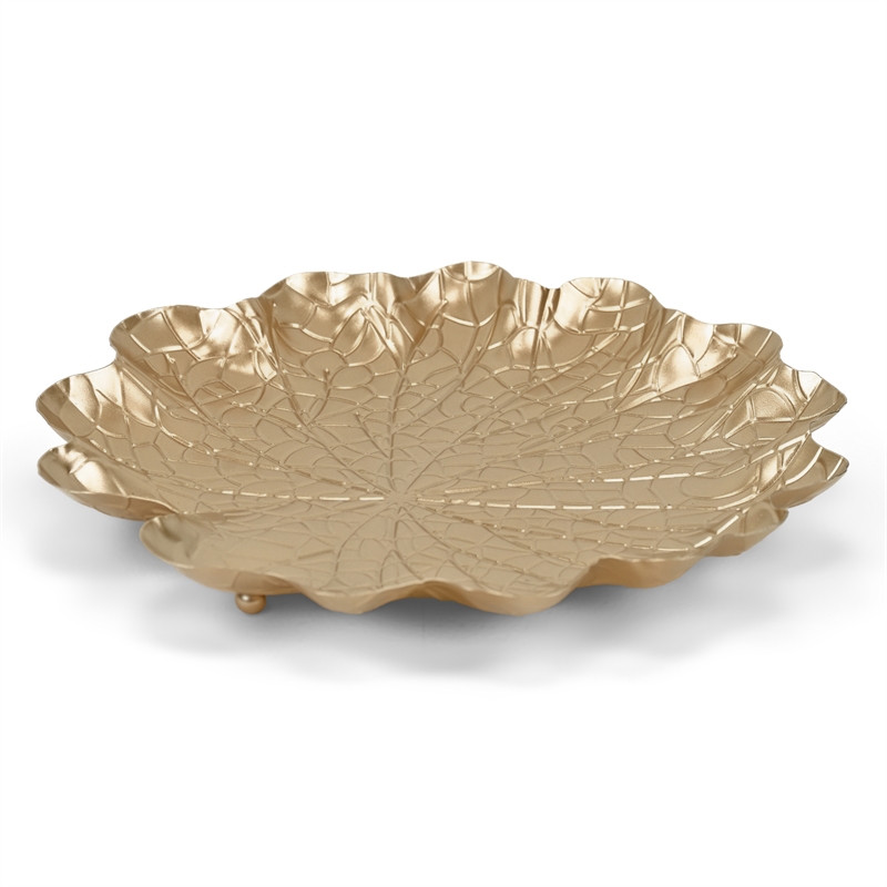 Pemberly Row Golden Metal Lilypad Catch Tray Extra Large Size