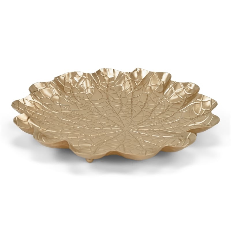 Pemberly Row Golden Metal Lilypad Catch Tray Extra Large Size