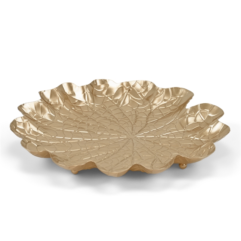 Pemberly Row Golden Metal Lilypad Catch Tray Extra Large Size