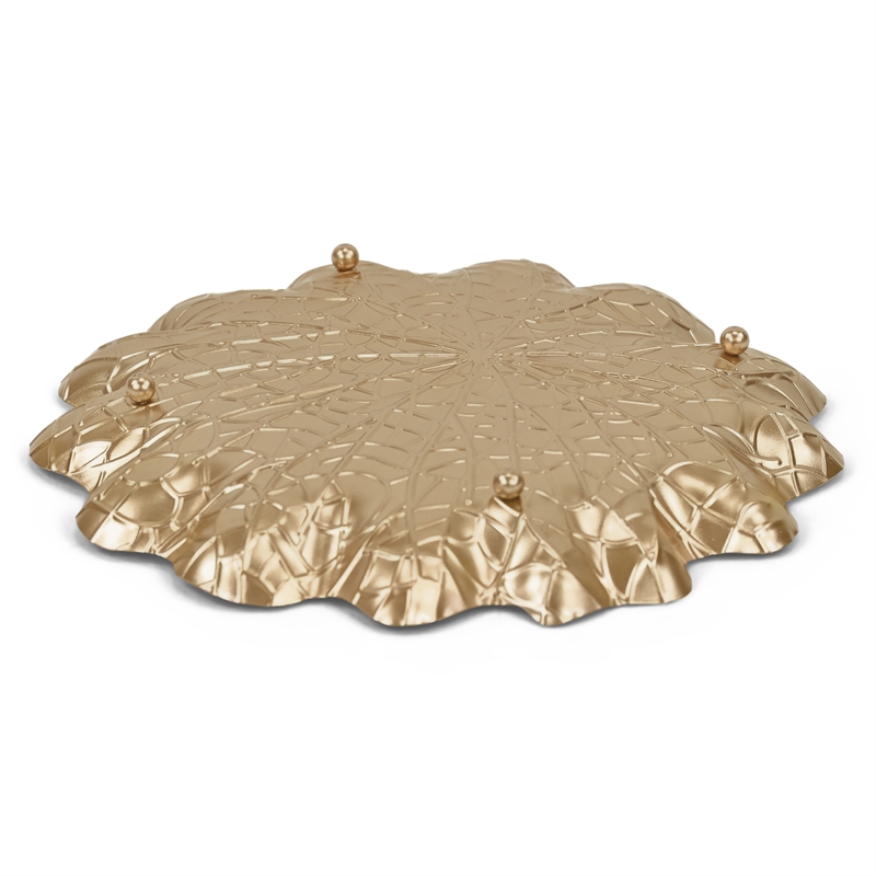 Pemberly Row Golden Metal Lilypad Catch Tray Extra Large Size