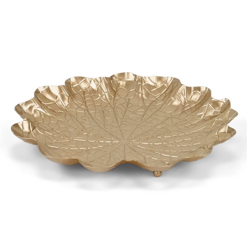 Pemberly Row Golden Metal Lilypad Catch Tray Extra Large Size