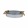 Pemberly Row Set of 3 Galvanized Steel Oval Trays with Rope Handles