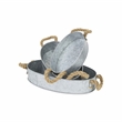 Pemberly Row Set of 3 Galvanized Steel Oval Trays with Rope Handles