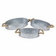 Pemberly Row Set of 3 Galvanized Steel Oval Trays with Rope Handles