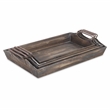 Pemberly Row Contemporary Set of 4 Nesting Wood Trays with Metal Handles