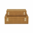 Pemberly Row Set of 2 Rectangular Box Set in Camel Brown Faux Shagreen