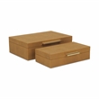 Pemberly Row Set of 2 Rectangular Box Set in Camel Brown Faux Shagreen
